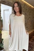 Made in Italy Perfect Pocketed T Shirt Dress Stone Marl /33 =
